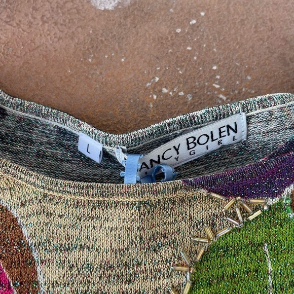 Vintage nancy bolen city girl beaded long sleeve top size L / fits size s-L - Picture 6 of 6